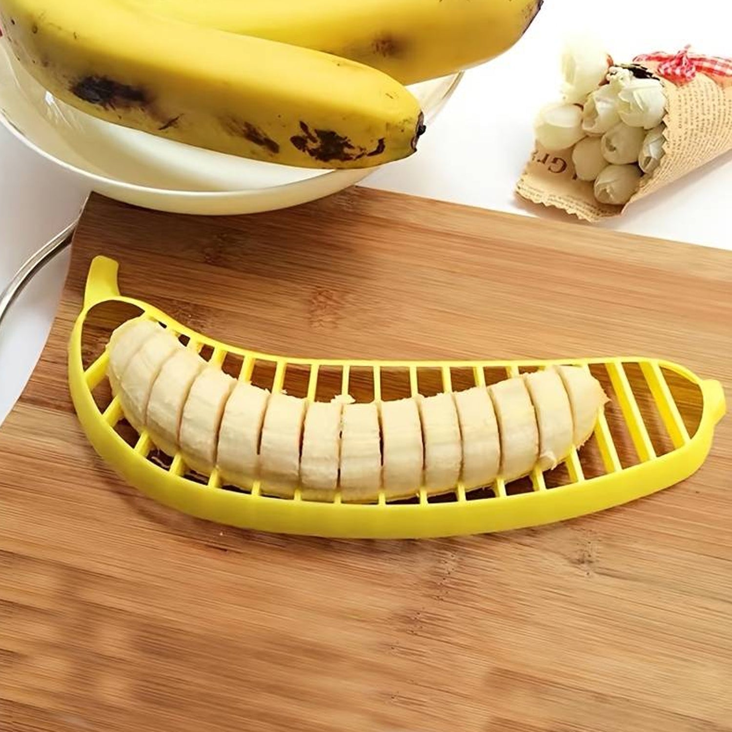 5897 Banana Slicer- Perfect for Fruit Salads Handle Plastic Banana Fruit Slicer Cutter Chopper 5897 Banana Slicer- Perfect for Fruit Salads Handle Plastic Banana Fruit Slicer Cutter Chopper